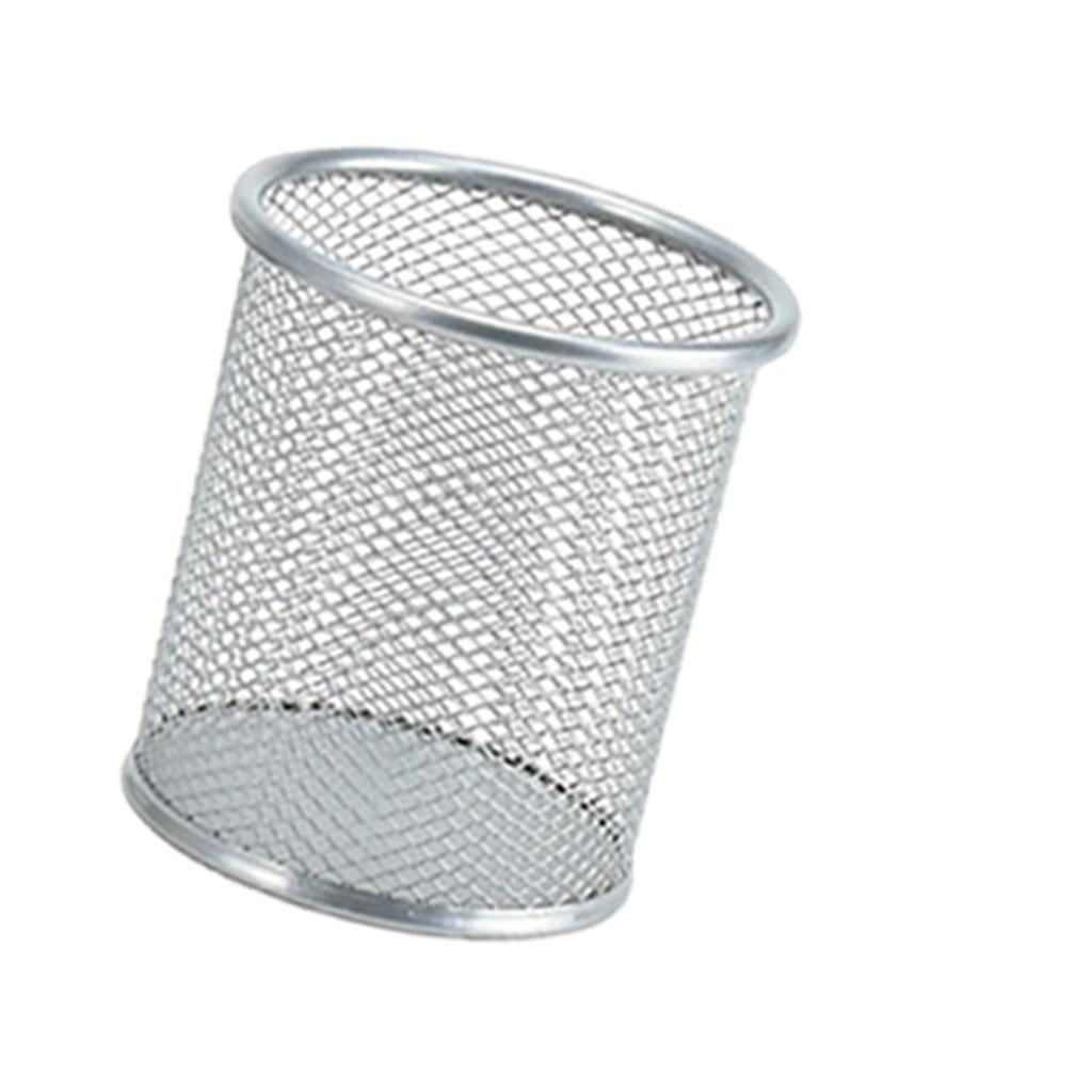Office Metal Mesh Desk Organizer Pen Holder Sundries Container Home Supplies Silver