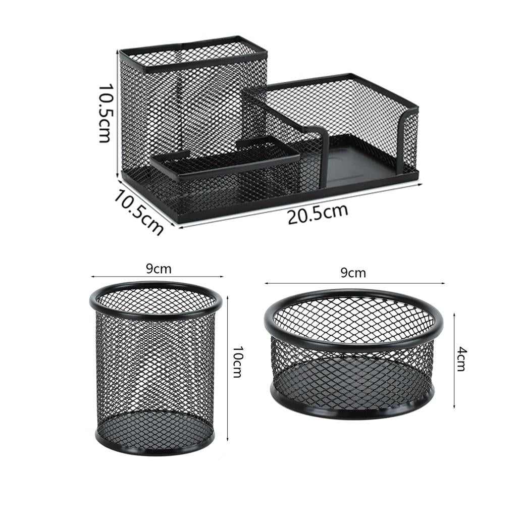 Office Metal Mesh Desk Organizer Pen Holder Sundries Container Home Supplies Black