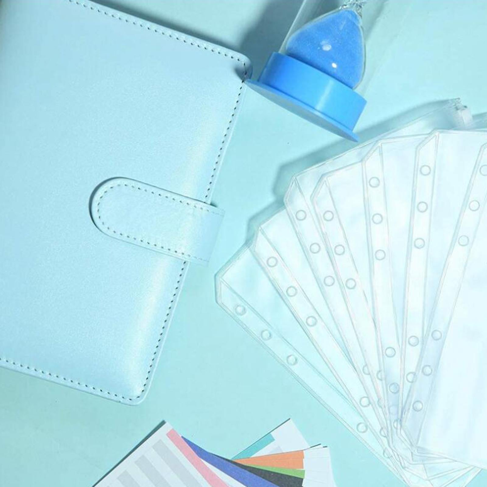 PU Leather Notebook Binder Clear Binder Pockets Budget Envelope Black