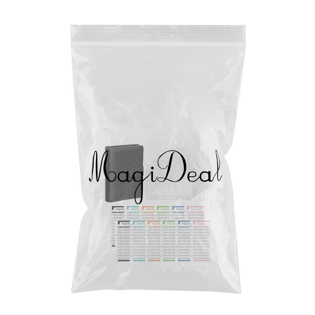 PU Leather Notebook Binder Clear Binder Pockets Budget Envelope Black