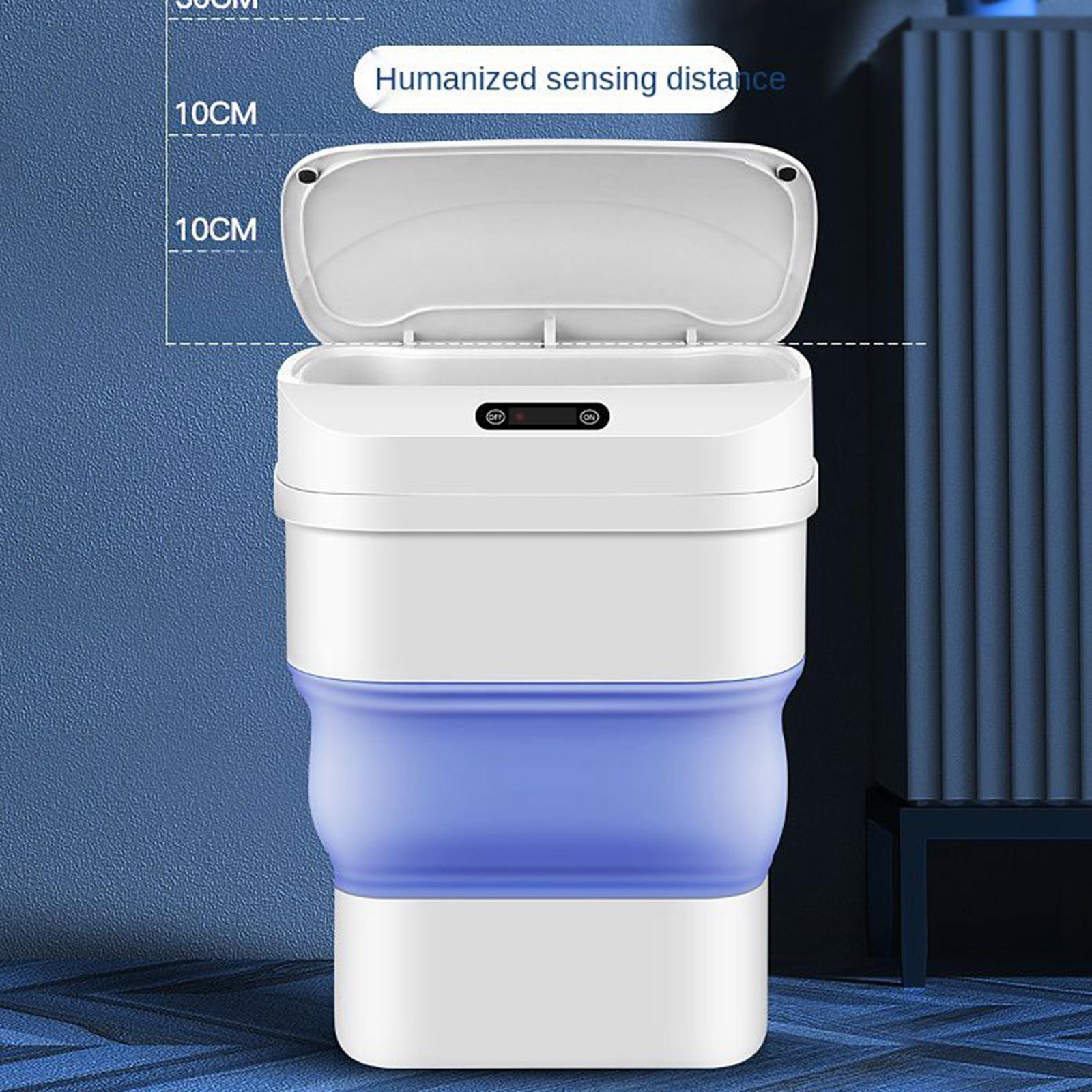 8L-17.5L Collapsible Automatic Trash Can Dustbin Contactless for Kitchen Blue