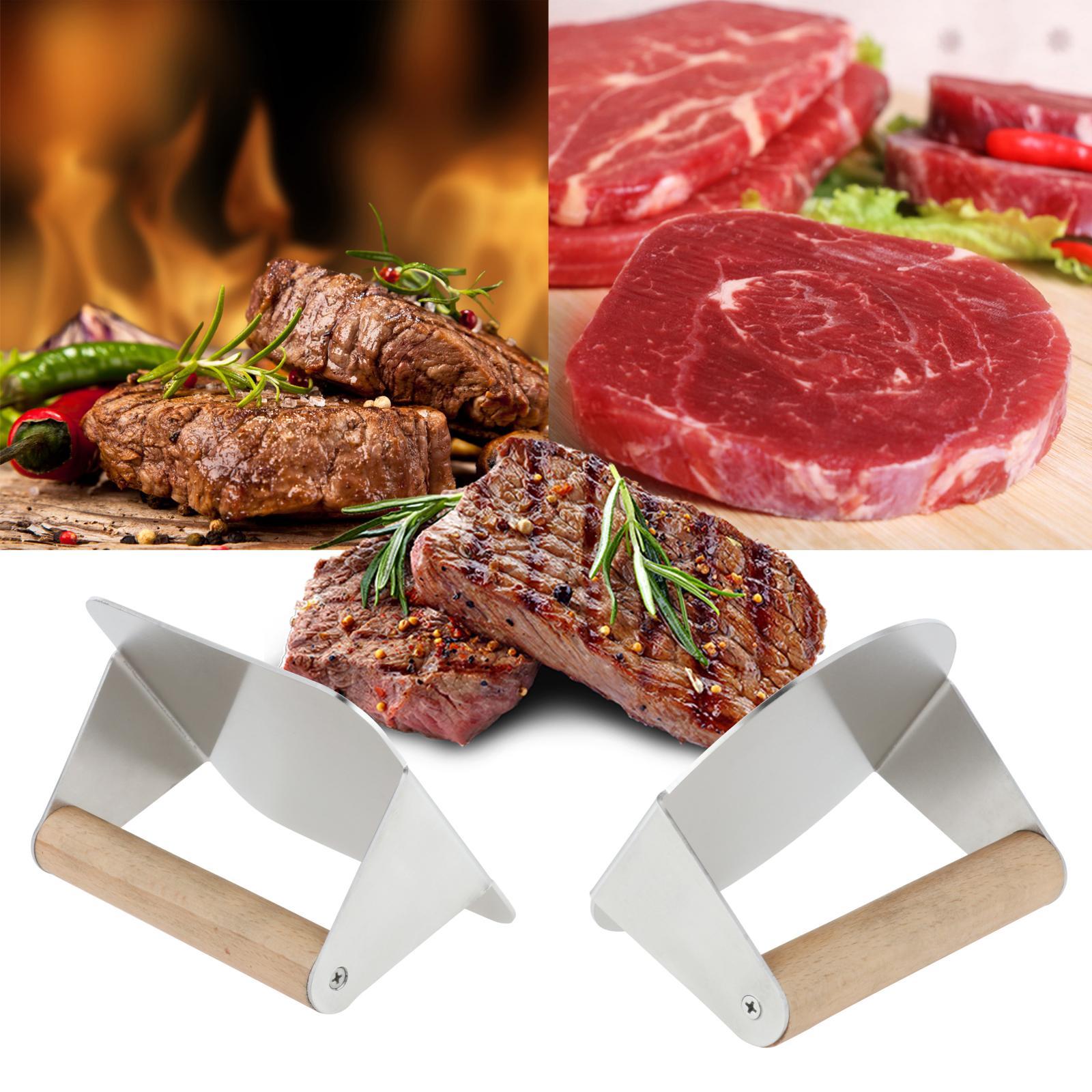 Burger Press Wooden Handle Bacon Rustproof Easy to Clean Accessories Home Round