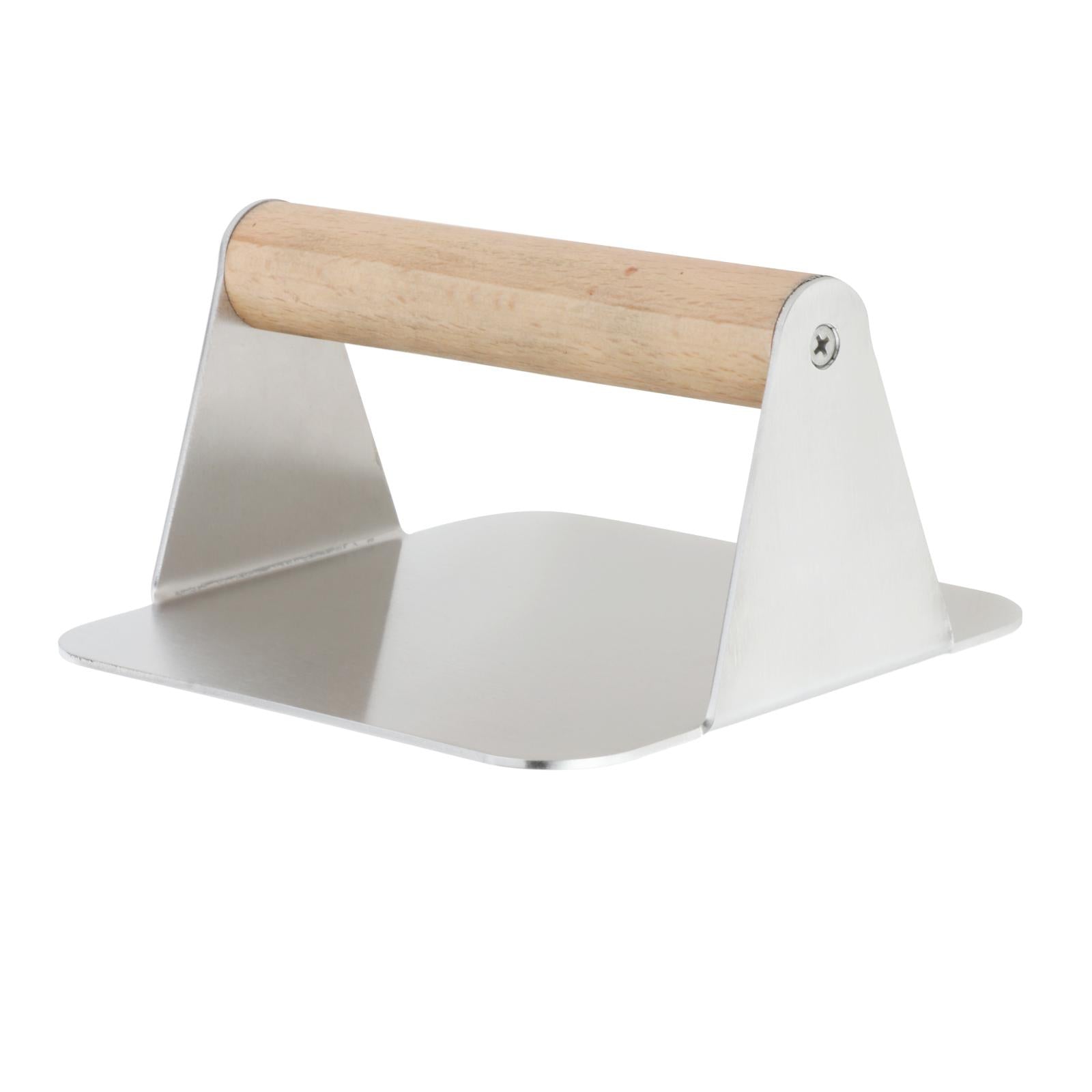 Burger Press Wooden Handle Bacon Rustproof Easy to Clean Accessories Home Square