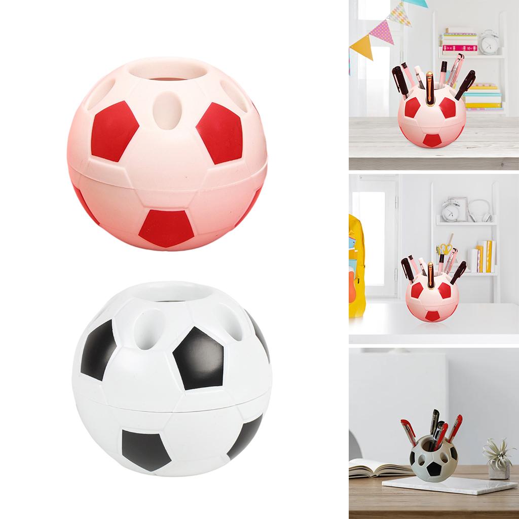 Pen Holder Pen Organizer Holder Office Soccer Shape Pencil Storage Box Red