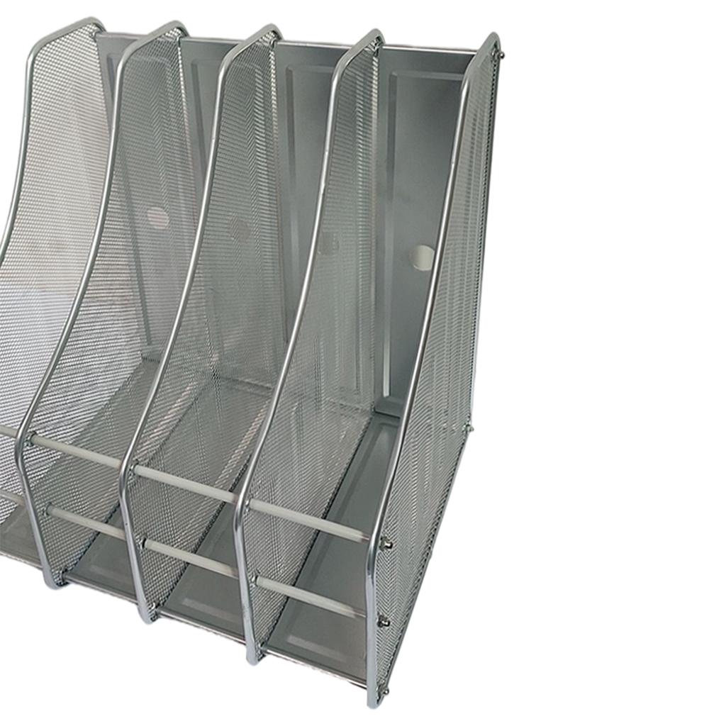 Magazine file Holder Collapsible Wrought Iron for Rack Office Data Storage silver