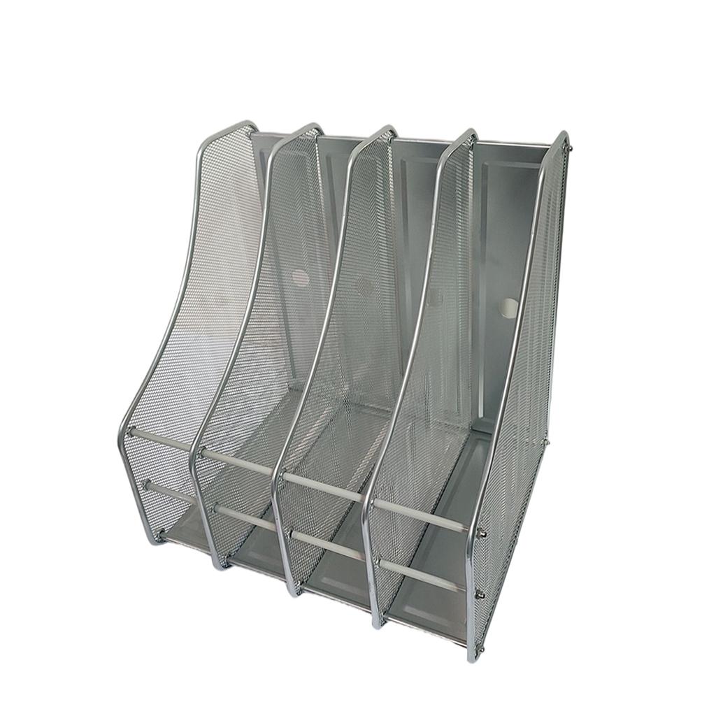 Magazine file Holder Collapsible Wrought Iron for Rack Office Data Storage silver