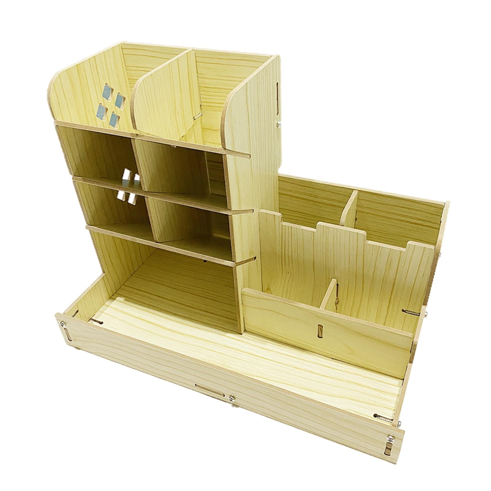 Wooden Pen Organizer Multi-Functional Modern Pen Holder Box for Home Student White maple