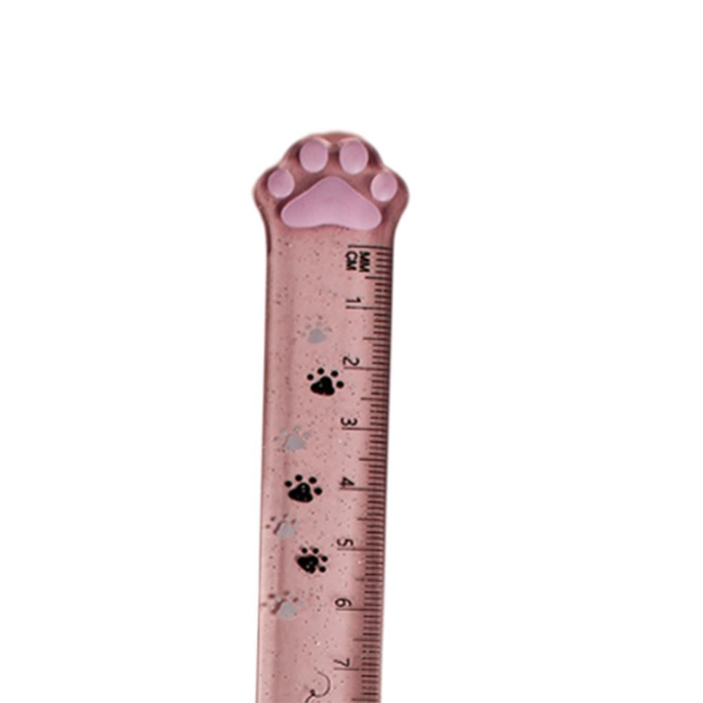 2xCute Student Ruler Cat Paw-shaped Measuring Scale Clear Scale Accessories Gray