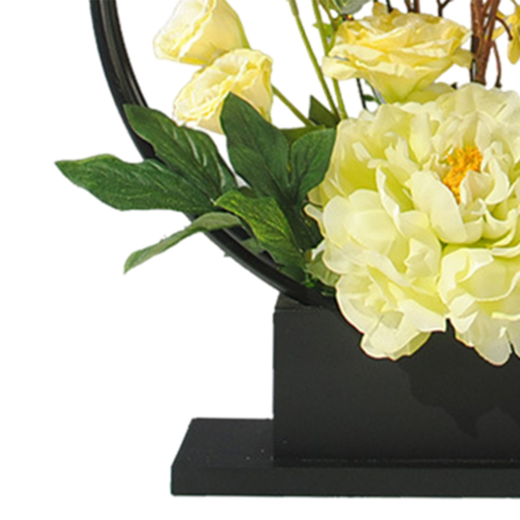 Artificial Silk Flower with Tray Floral Arrangements Centerpieces Yellow