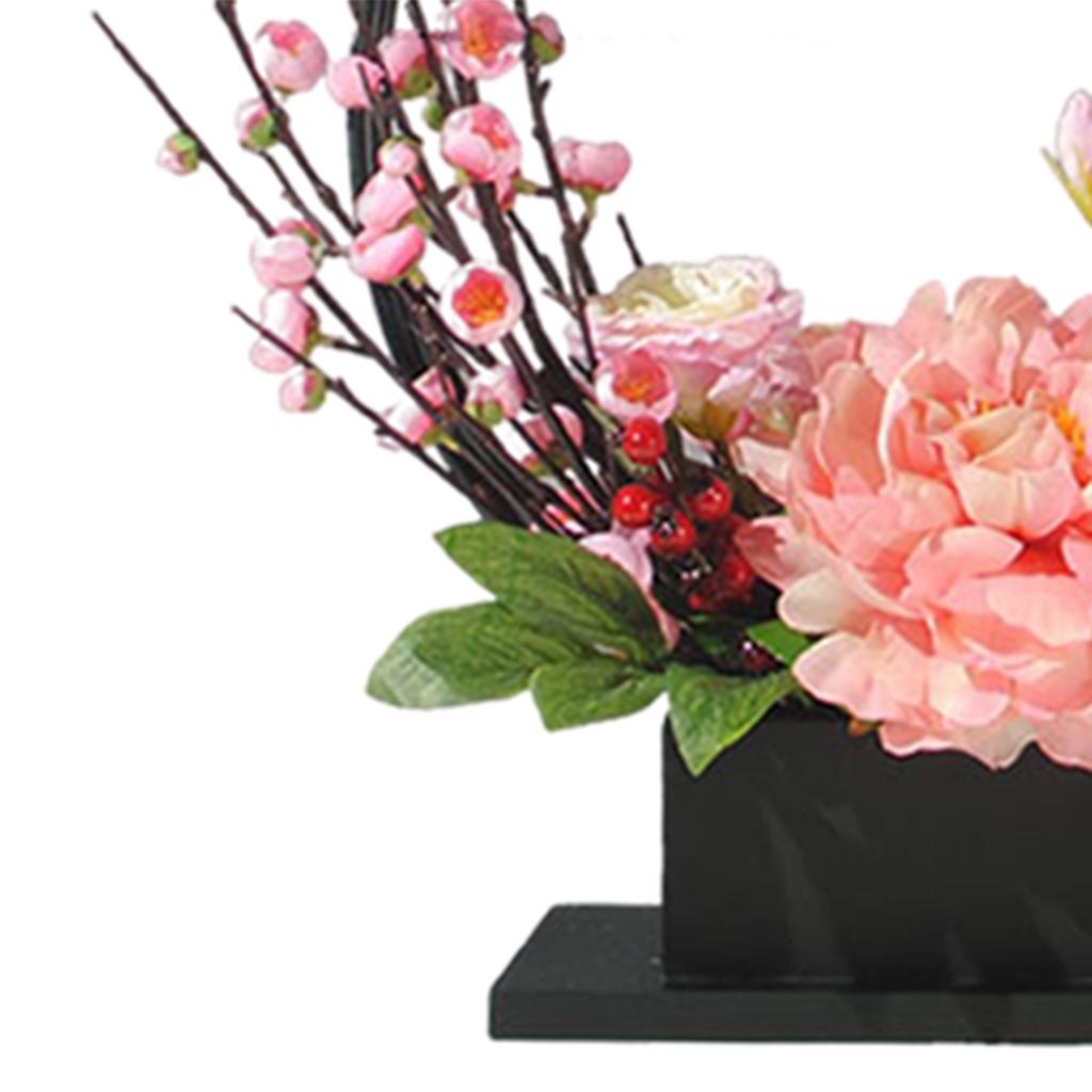 Artificial Silk Flower with Tray Floral Arrangements Centerpieces Light Pink