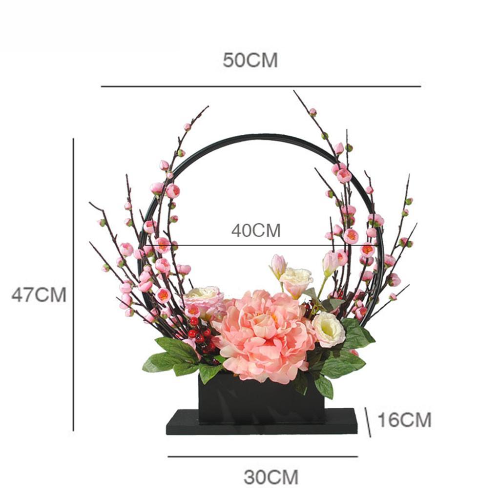 Artificial Silk Flower with Tray Floral Arrangements Centerpieces Light Pink