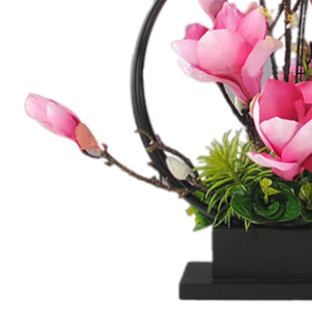 Artificial Silk Flower with Tray Floral Arrangements Centerpieces Dark Pink