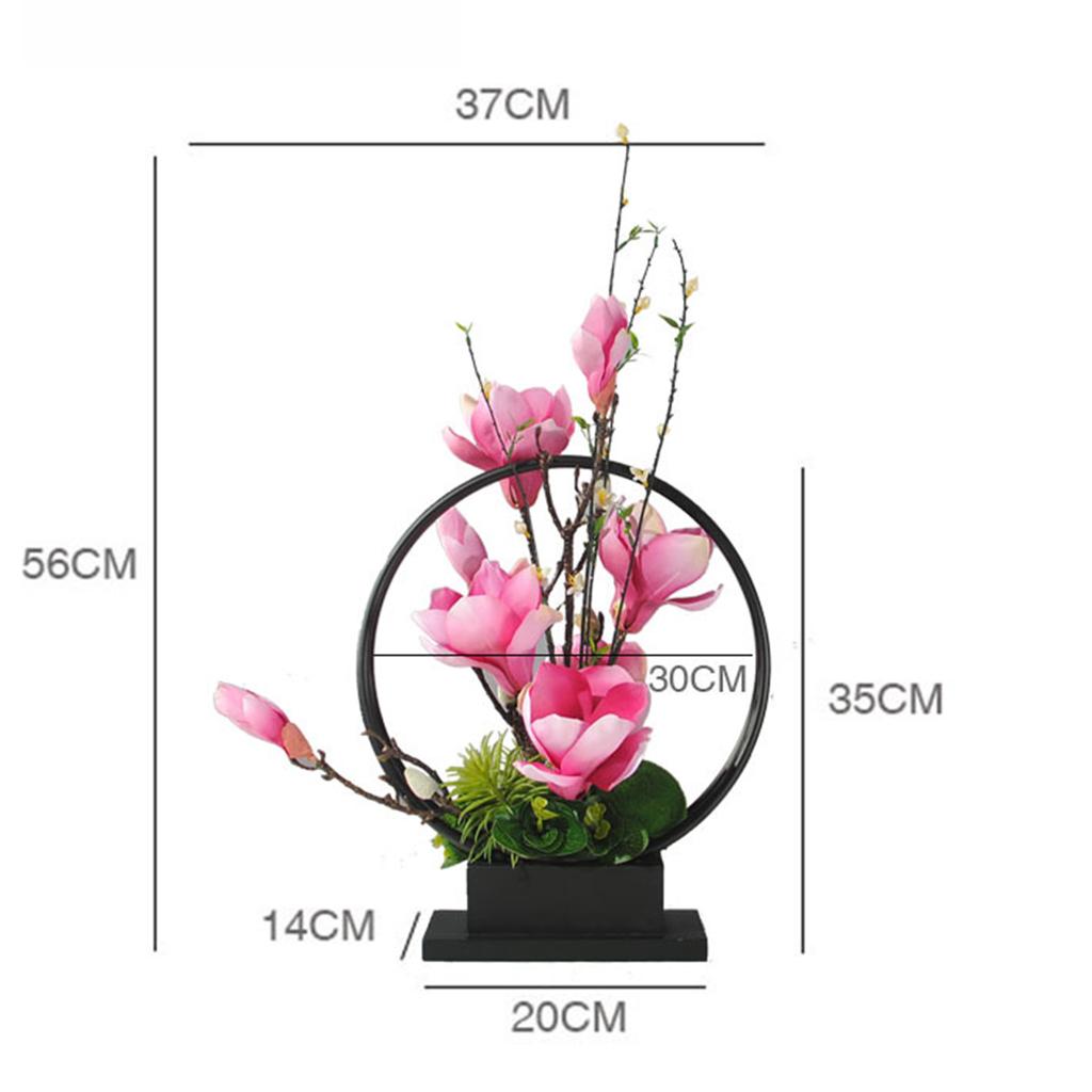 Artificial Silk Flower with Tray Floral Arrangements Centerpieces Dark Pink