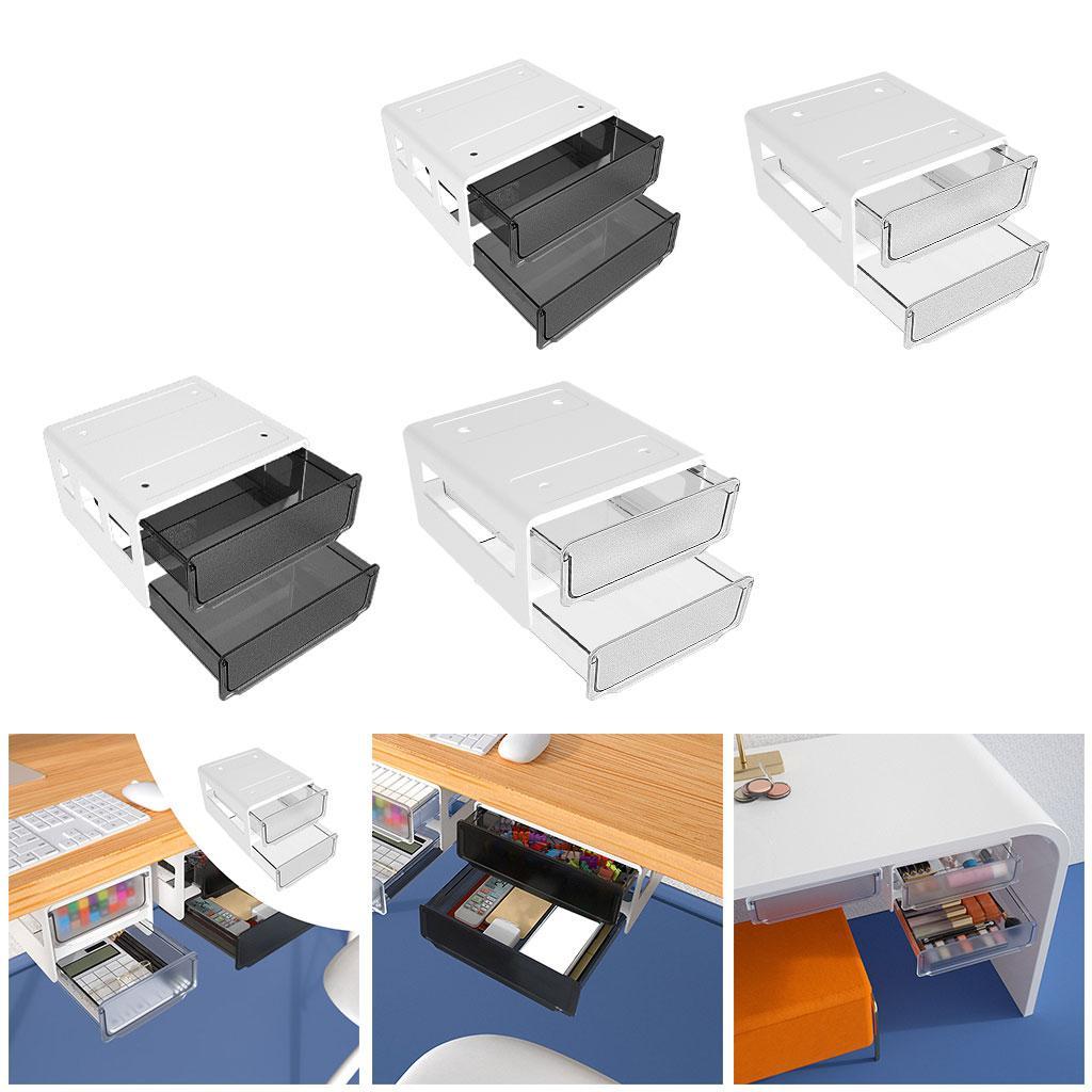 Self Stick Table Storage Box Hidden Storage Box for Sundries Closet Office White S