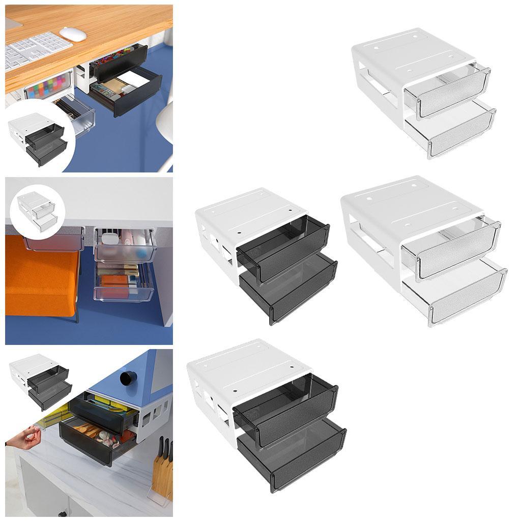 Self Stick Table Storage Box Hidden Storage Box for Sundries Closet Office White S