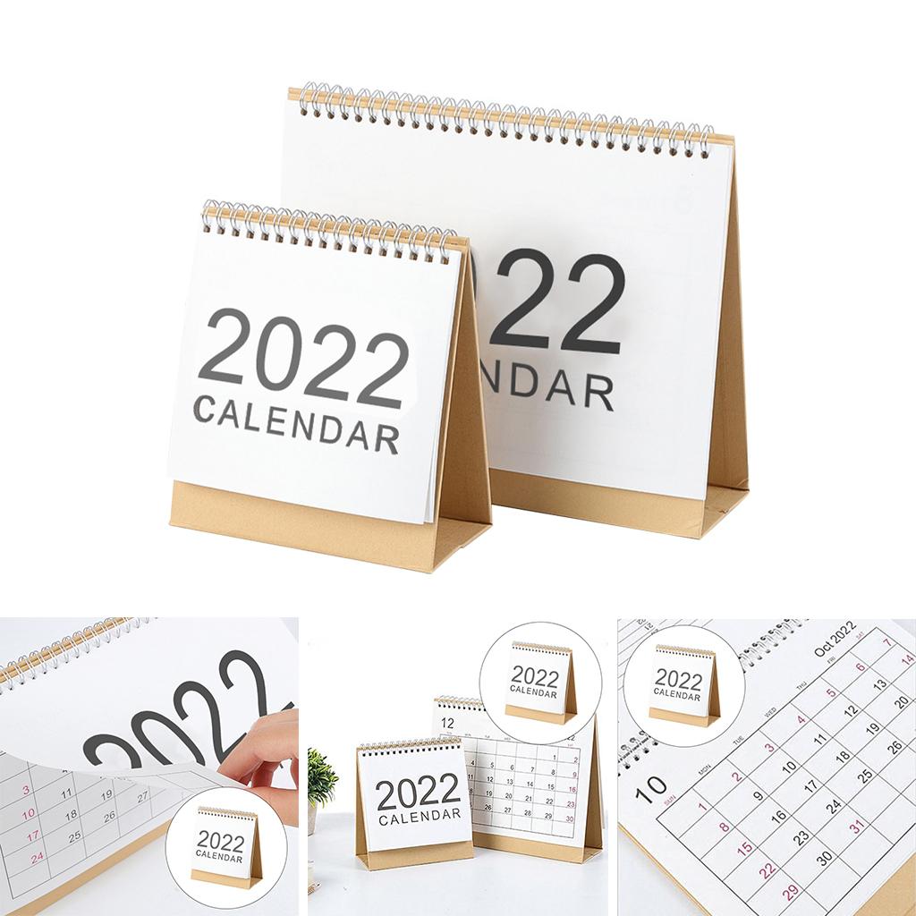 2022 Desk Calendar Coil Wirebound Yearly Simple Design for Desktop Home 18.5x21cm