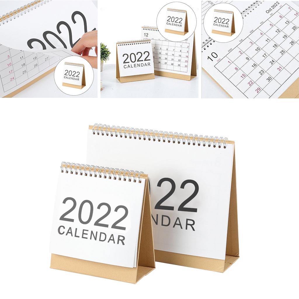 2022 Desk Calendar Coil Wirebound Yearly Simple Design for Desktop Home 18.5x21cm