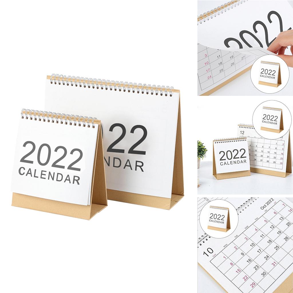 2022 Desk Calendar Coil Wirebound Yearly Simple Design for Desktop Home 18.5x21cm