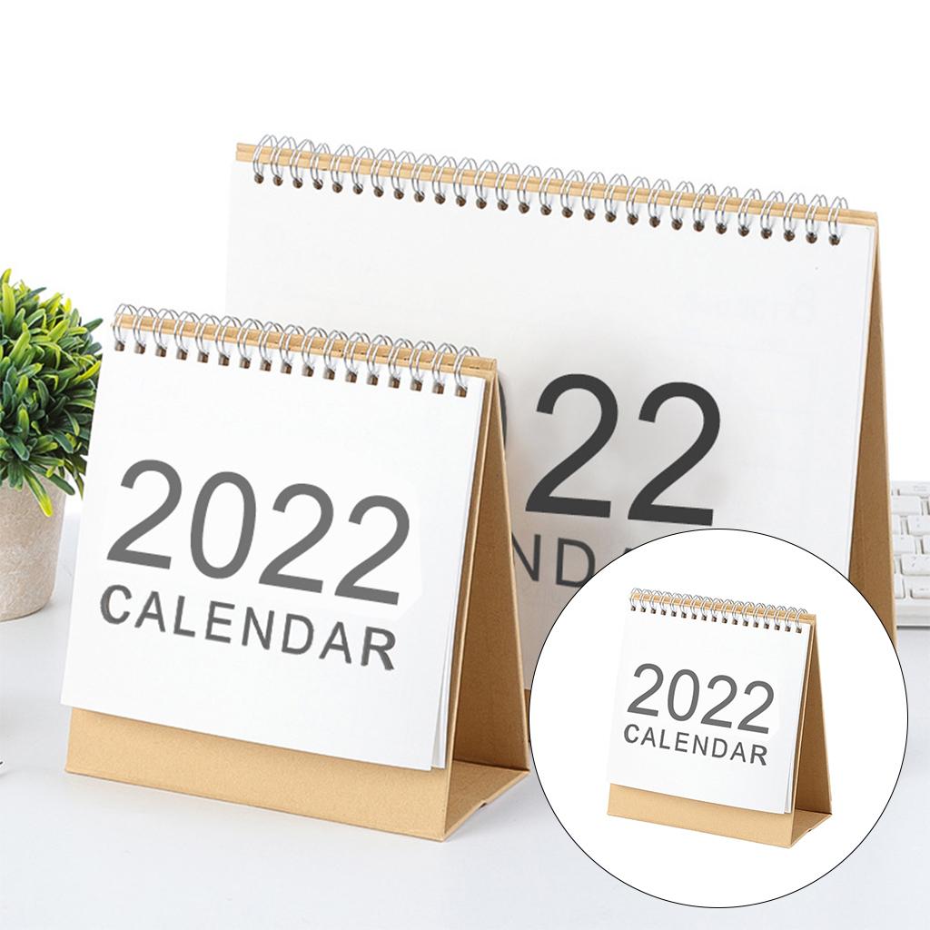 2022 Desk Calendar Coil Wirebound Yearly Simple Design for Desktop Home 16.5x15.1cm