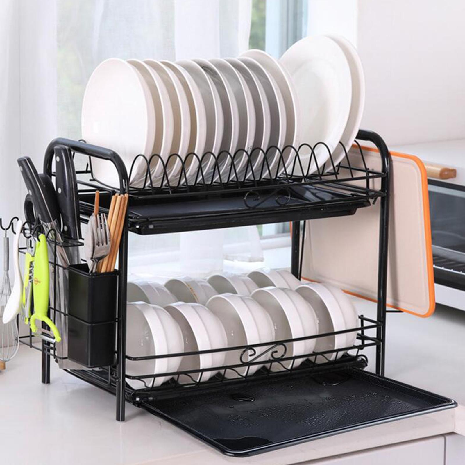 Multi-Functional Dish Drying Rack Tableware Organizer Kitchen Supplies 2 Tier