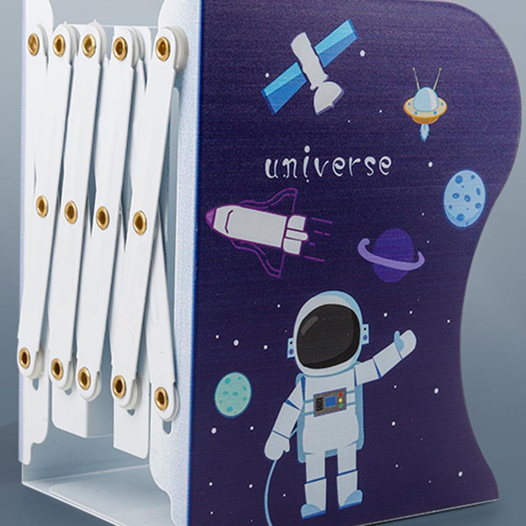 Retractable Bookend Desktop Book Holder Organizer Stand for Office L Purple