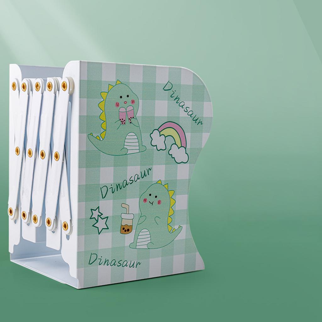 Retractable Bookend Desktop Book Holder Organizer Stand for Office L Green