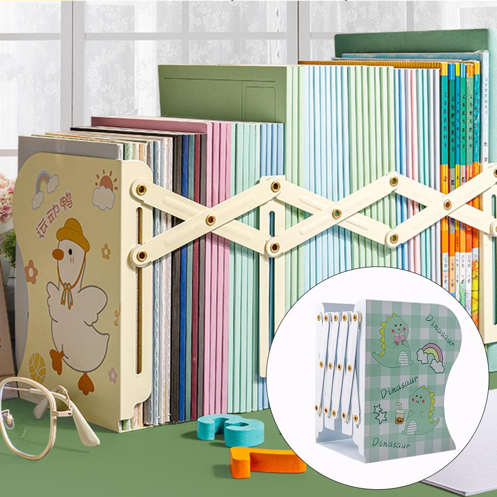 Retractable Bookend Desktop Book Holder Organizer Stand for Office L Green