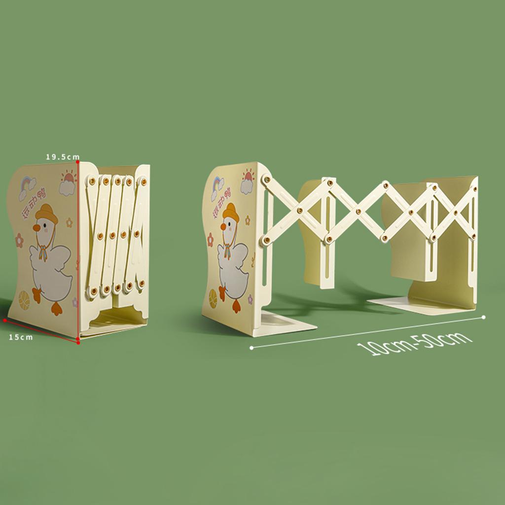 Retractable Bookend Desktop Book Holder Organizer Stand for Office L Yellow