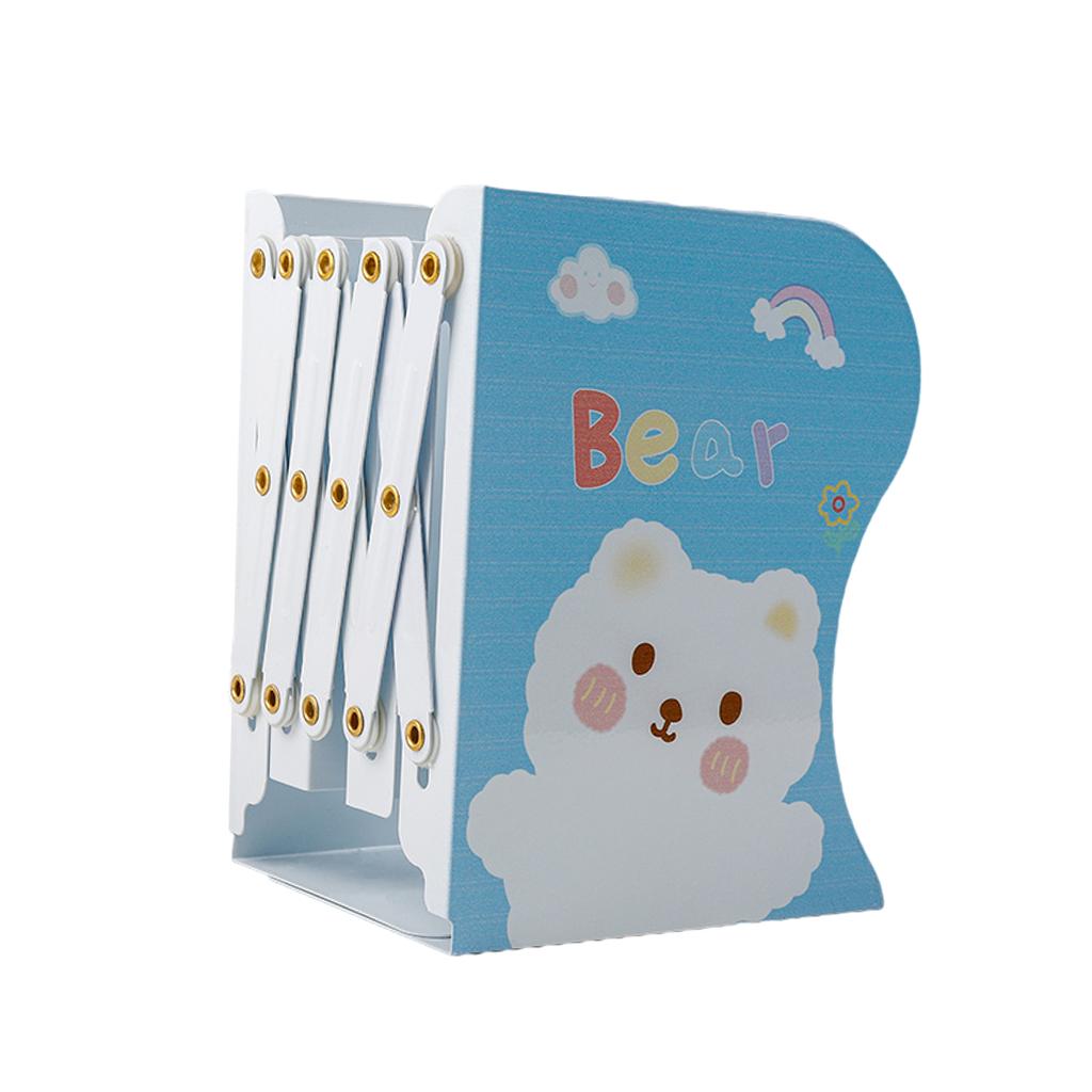 Retractable Bookend Desktop Book Holder Organizer Stand for Office XL Blue