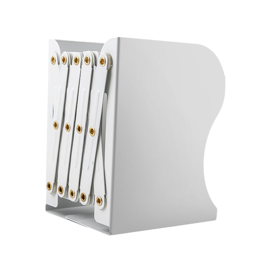 Retractable Bookend Desktop Book Holder Organizer Stand for Office XL White