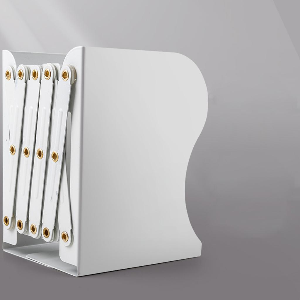 Retractable Bookend Desktop Book Holder Organizer Stand for Office XL White