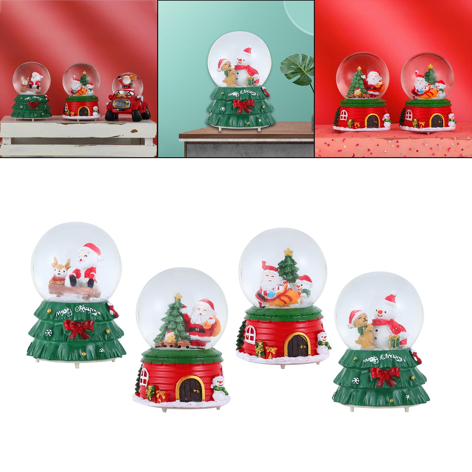 Christmas Romantic Ball Music Box Decoration for New Year Santa + Tree