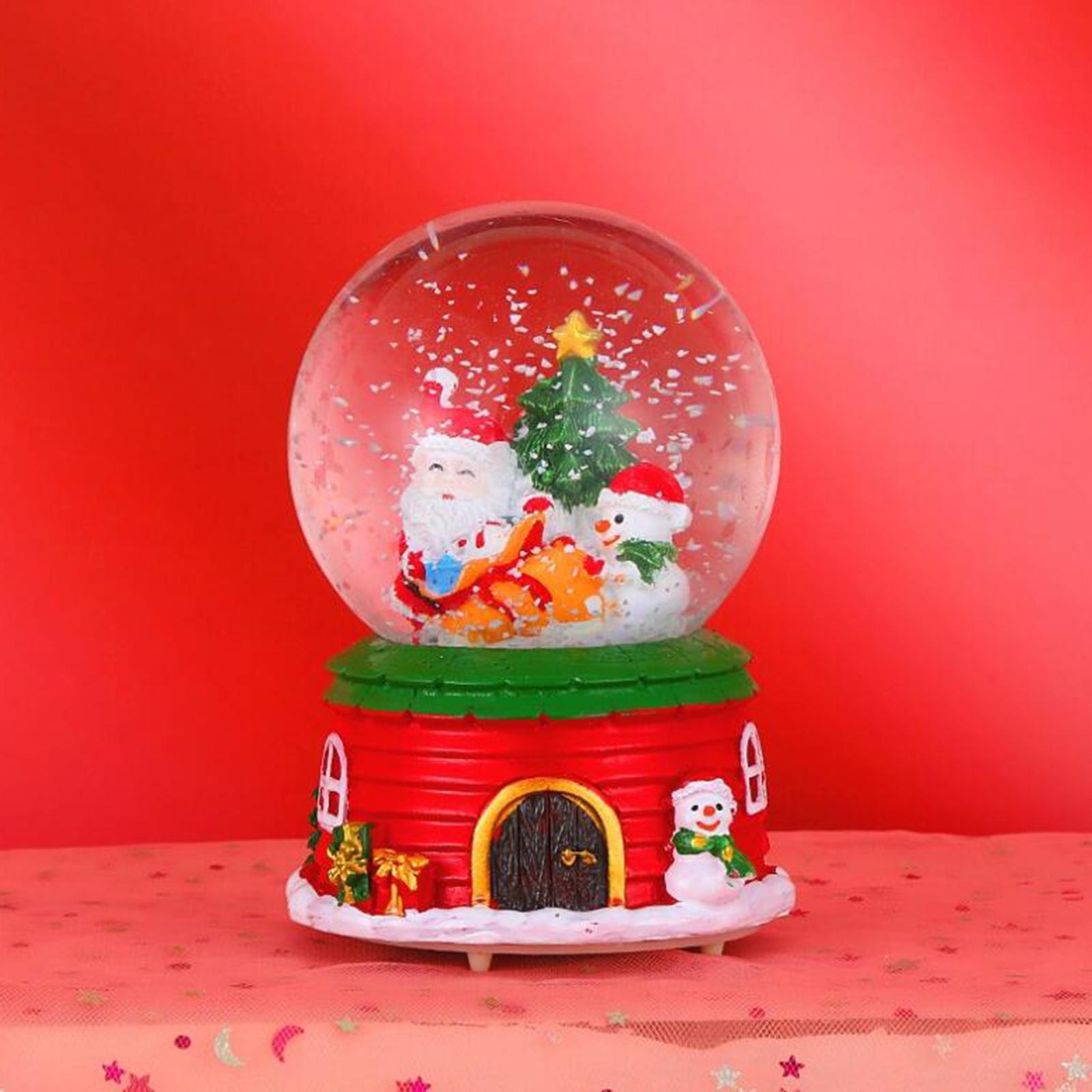 Christmas Romantic Ball Music Box Decoration for New Year Santa + Snowman