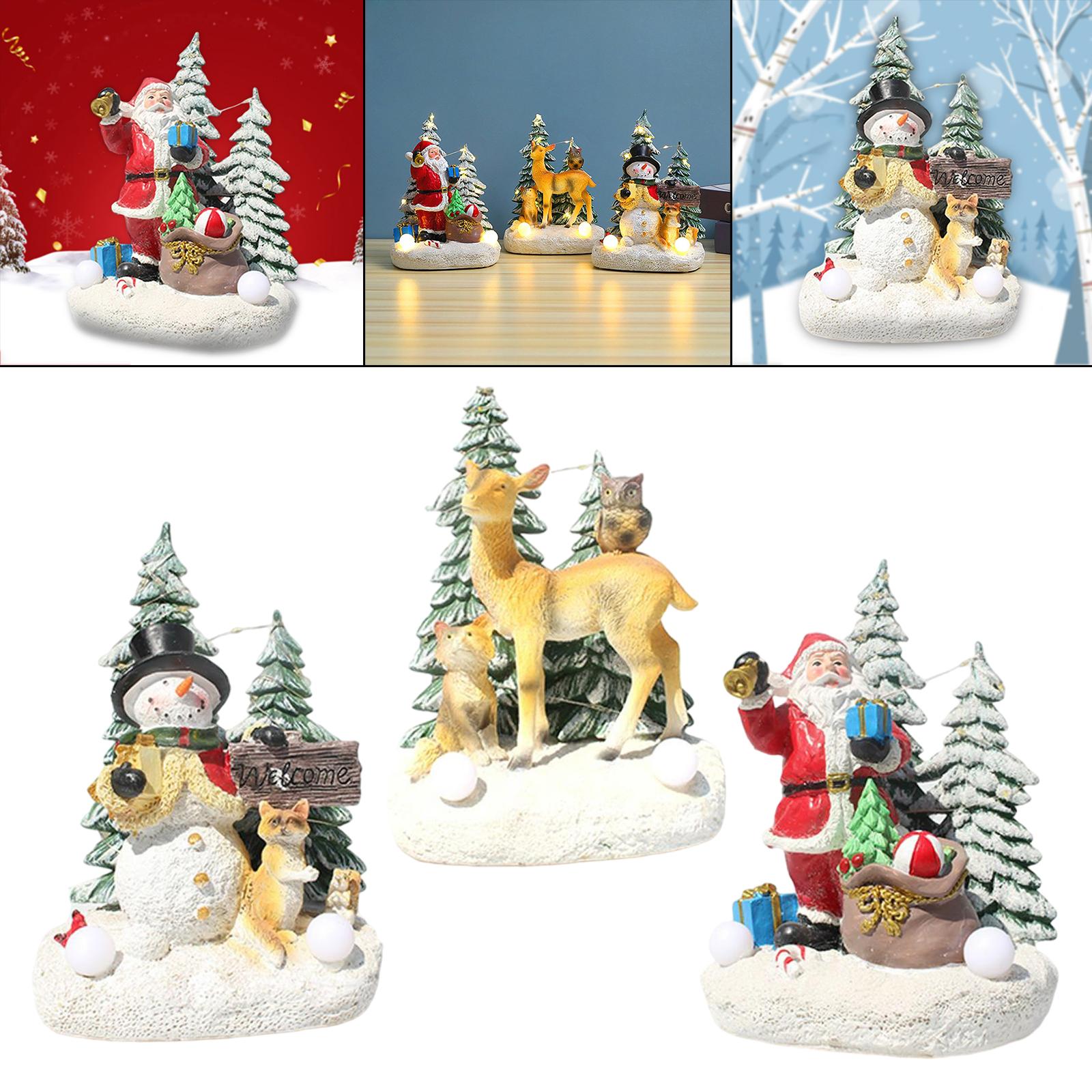 Lighted Christmas Miniature Figurines Toys DIY Accessories Doll House Decor Santa Claus
