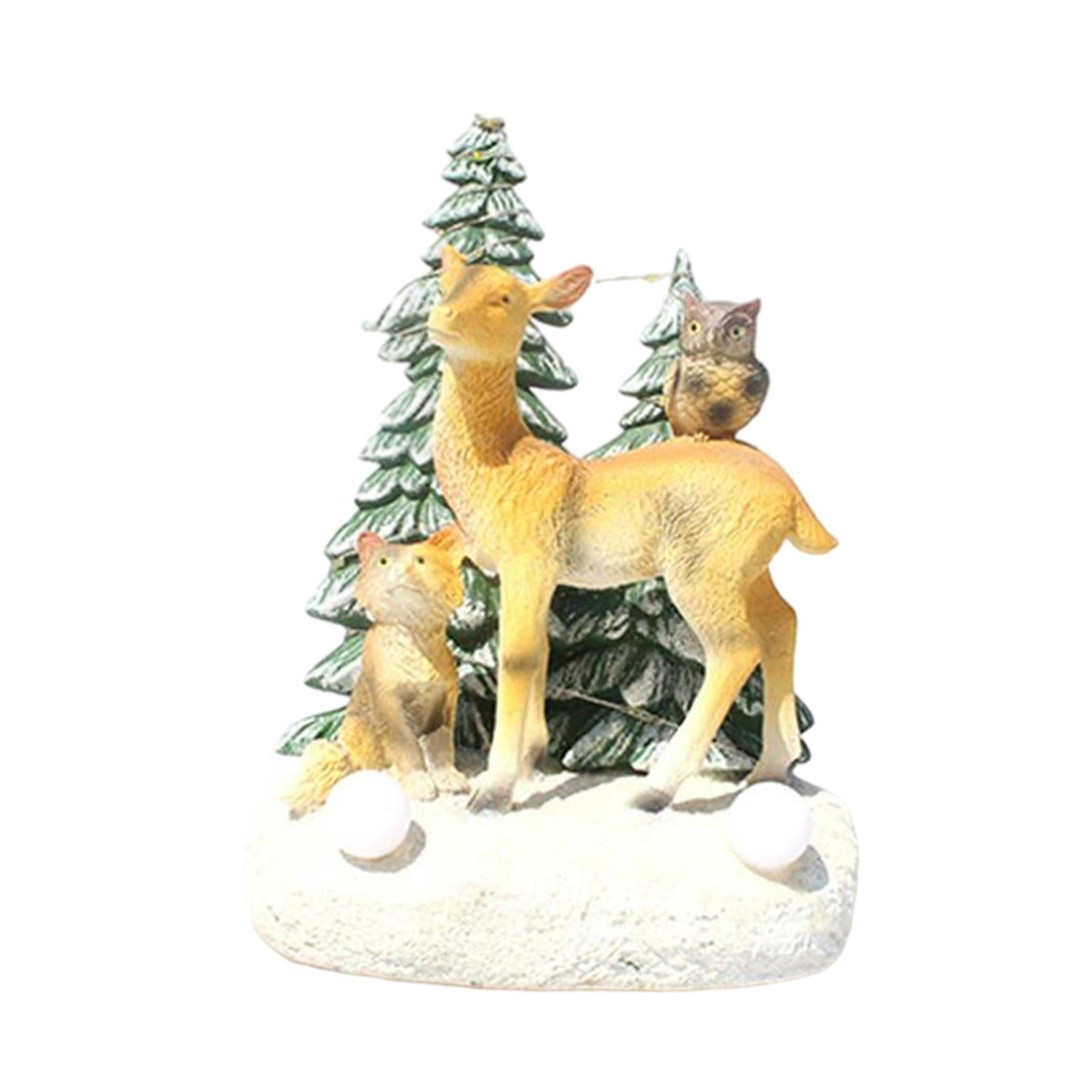 Lighted Christmas Miniature Figurines Toys DIY Accessories Doll House Decor Reindeer