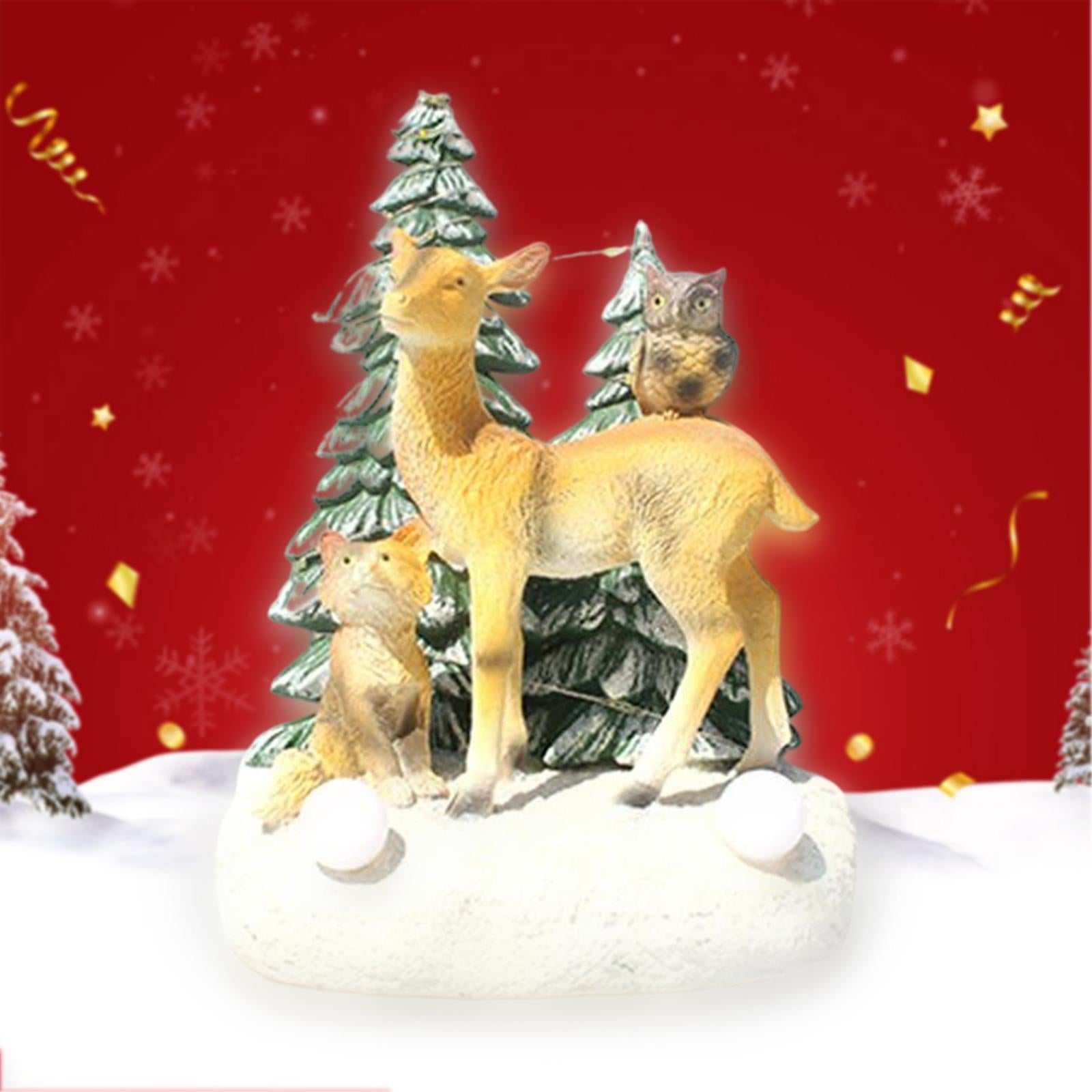 Lighted Christmas Miniature Figurines Toys DIY Accessories Doll House Decor Reindeer