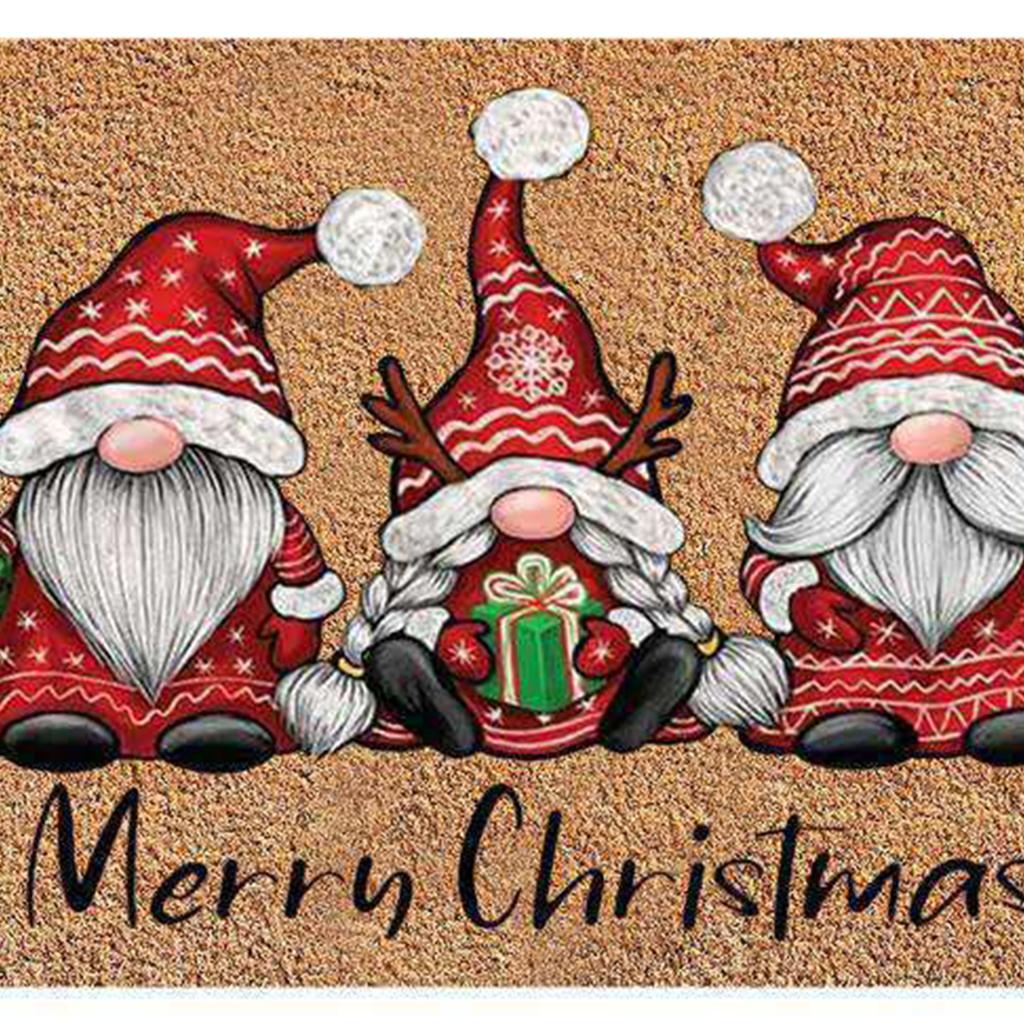 Santa Claus Christmas Mat Gift Non Slip Doormat for New Year Front Door Home Mid santa hole gift