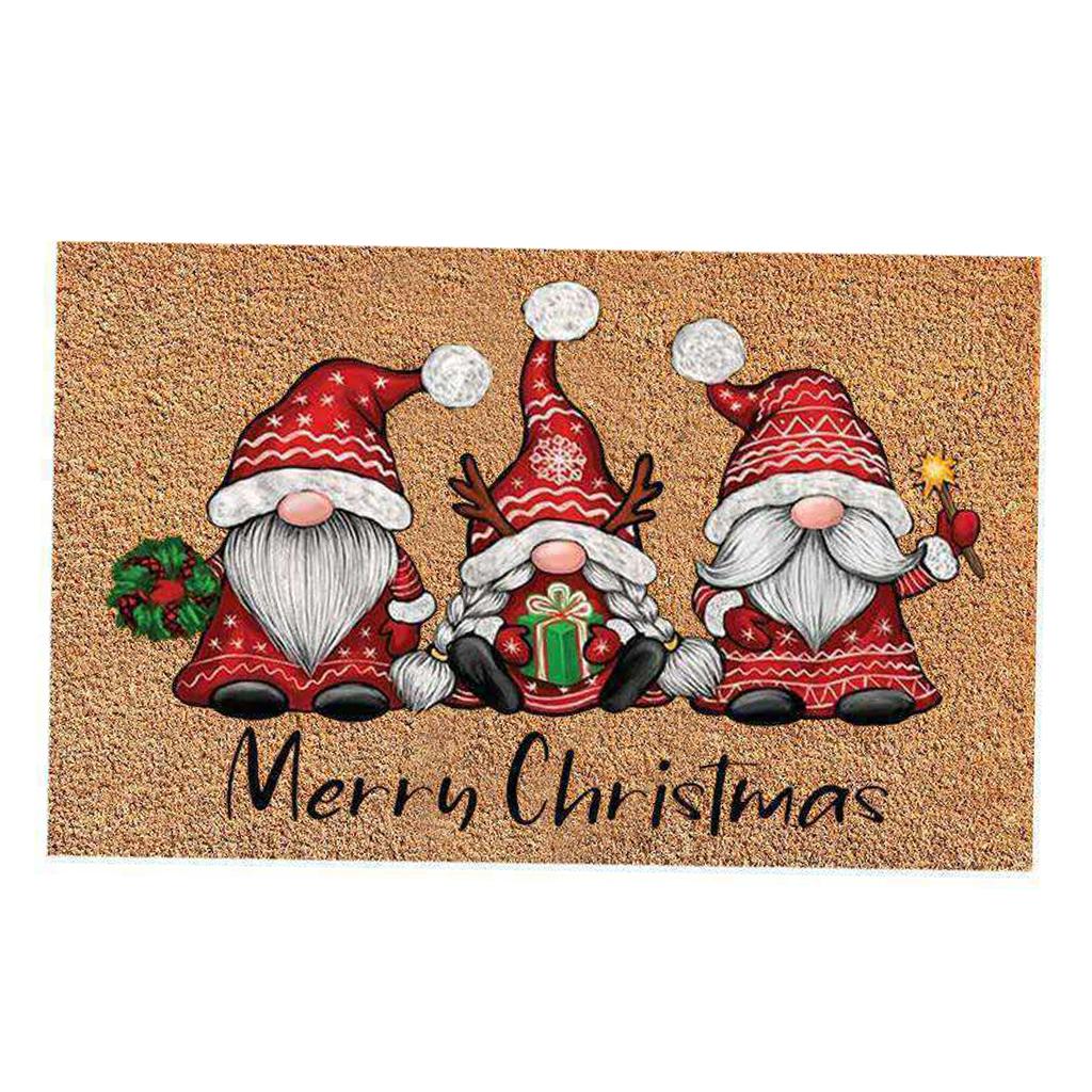 Santa Claus Christmas Mat Gift Non Slip Doormat for New Year Front Door Home Mid santa hole gift