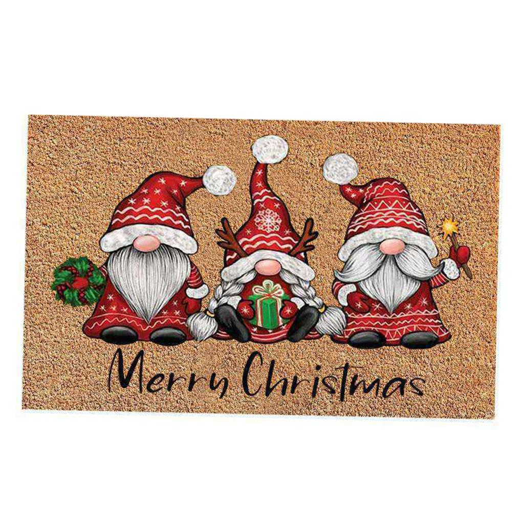 Santa Claus Christmas Mat Gift Non Slip Doormat for New Year Front Door Home Mid santa hole gift