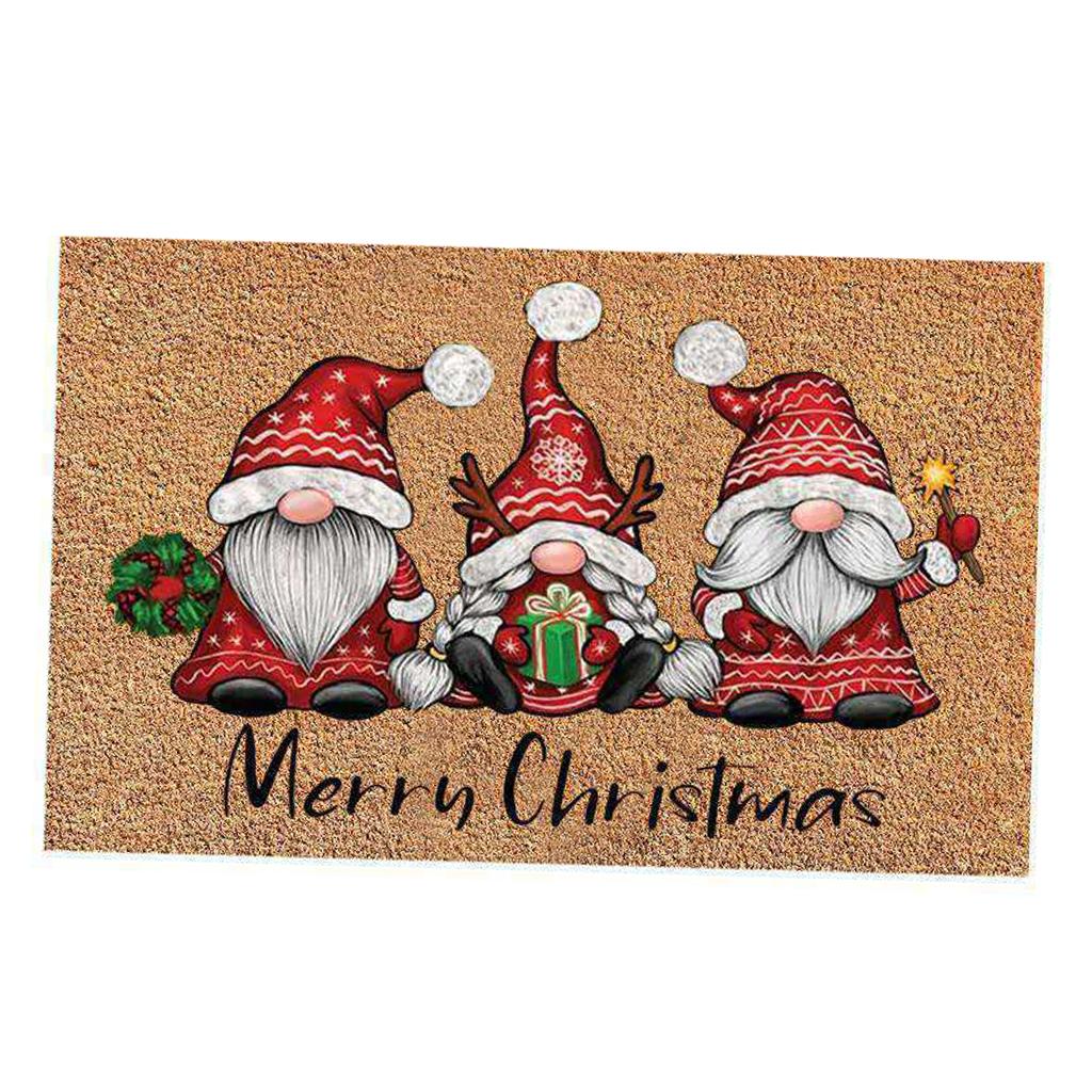 Santa Claus Christmas Mat Gift Non Slip Doormat for New Year Front Door Home Mid santa hole gift