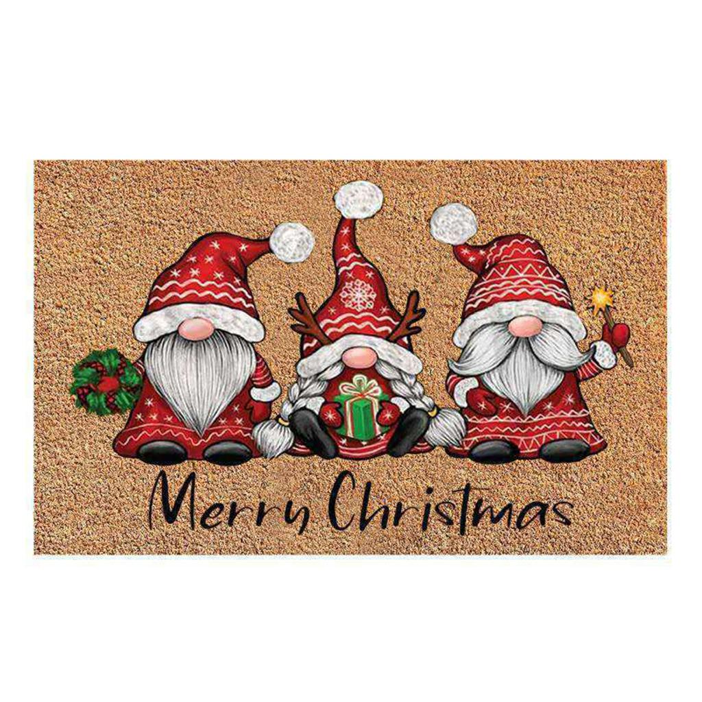 Santa Claus Christmas Mat Gift Non Slip Doormat for New Year Front Door Home Mid santa hole gift