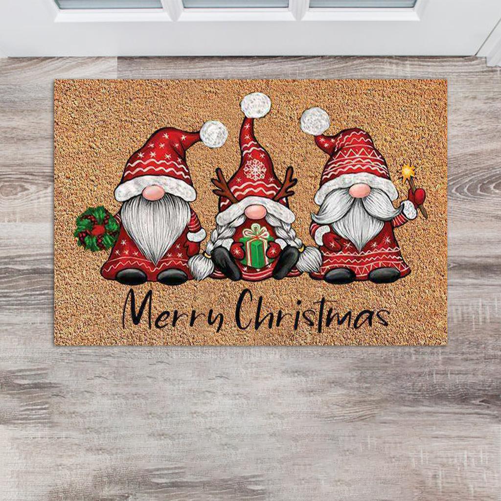 Santa Claus Christmas Mat Gift Non Slip Doormat for New Year Front Door Home Mid santa hole gift