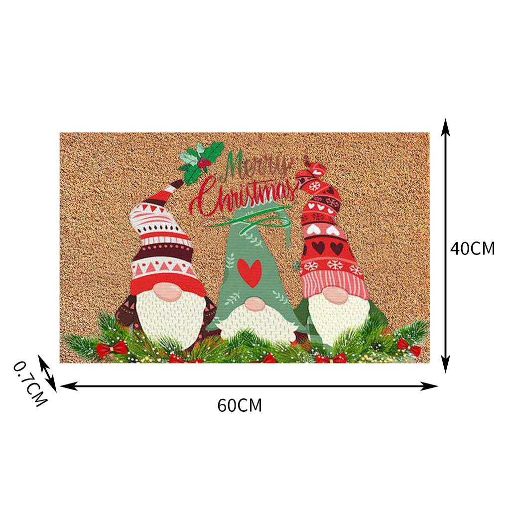 Santa Claus Christmas Mat Gift Non Slip Doormat for New Year Front Door Home Mid santa  green hat