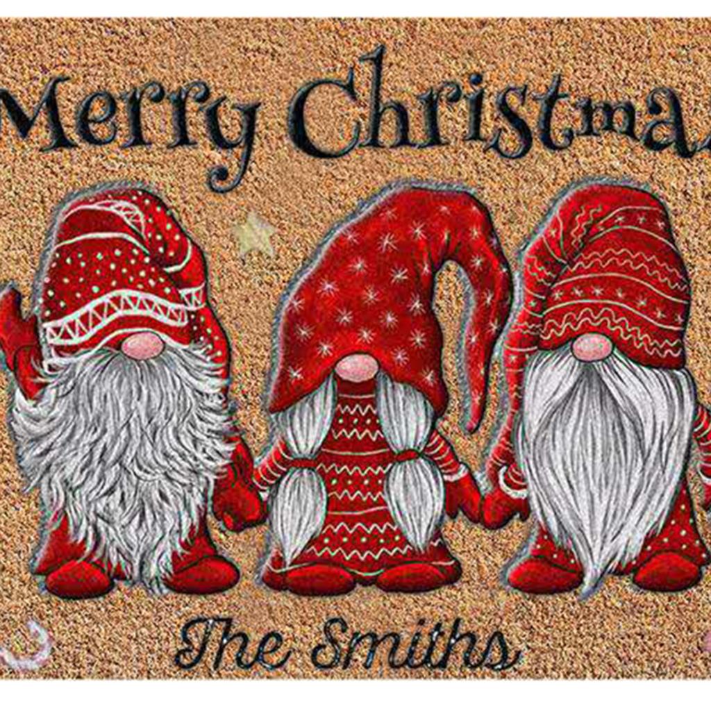 Santa Claus Christmas Mat Gift Non Slip Doormat for New Year Front Door Home dot star zigzag hat