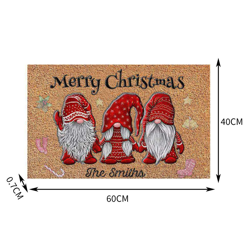 Santa Claus Christmas Mat Gift Non Slip Doormat for New Year Front Door Home dot star zigzag hat