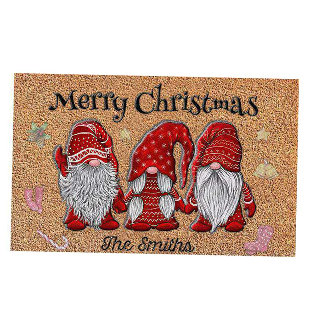 Santa Claus Christmas Mat Gift Non Slip Doormat for New Year Front Door Home dot star zigzag hat