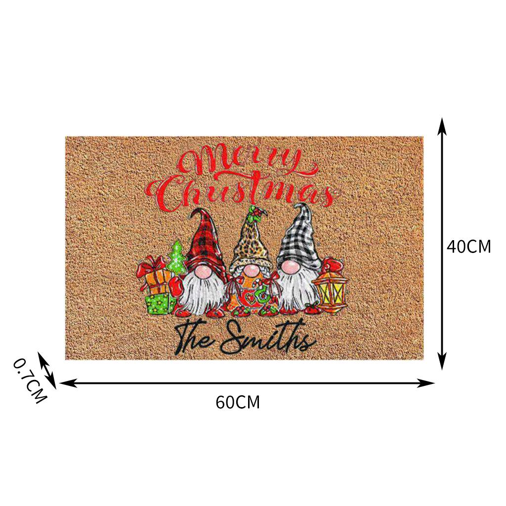 Santa Claus Christmas Mat Gift Non Slip Doormat for New Year Front Door Home Check Leopard Hat