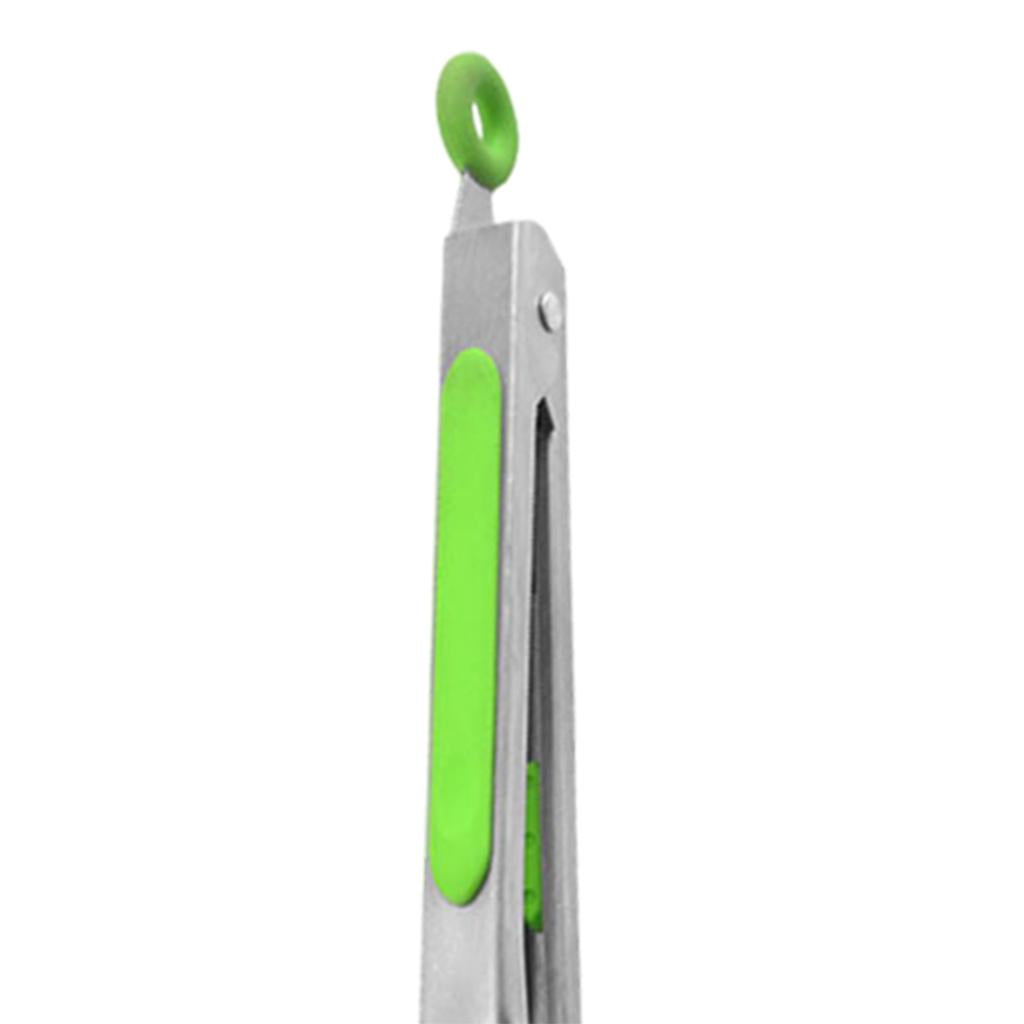 2xKitchen Tongs with Silicone Tips Food BBQ Cooking Utensil 7 inch Green