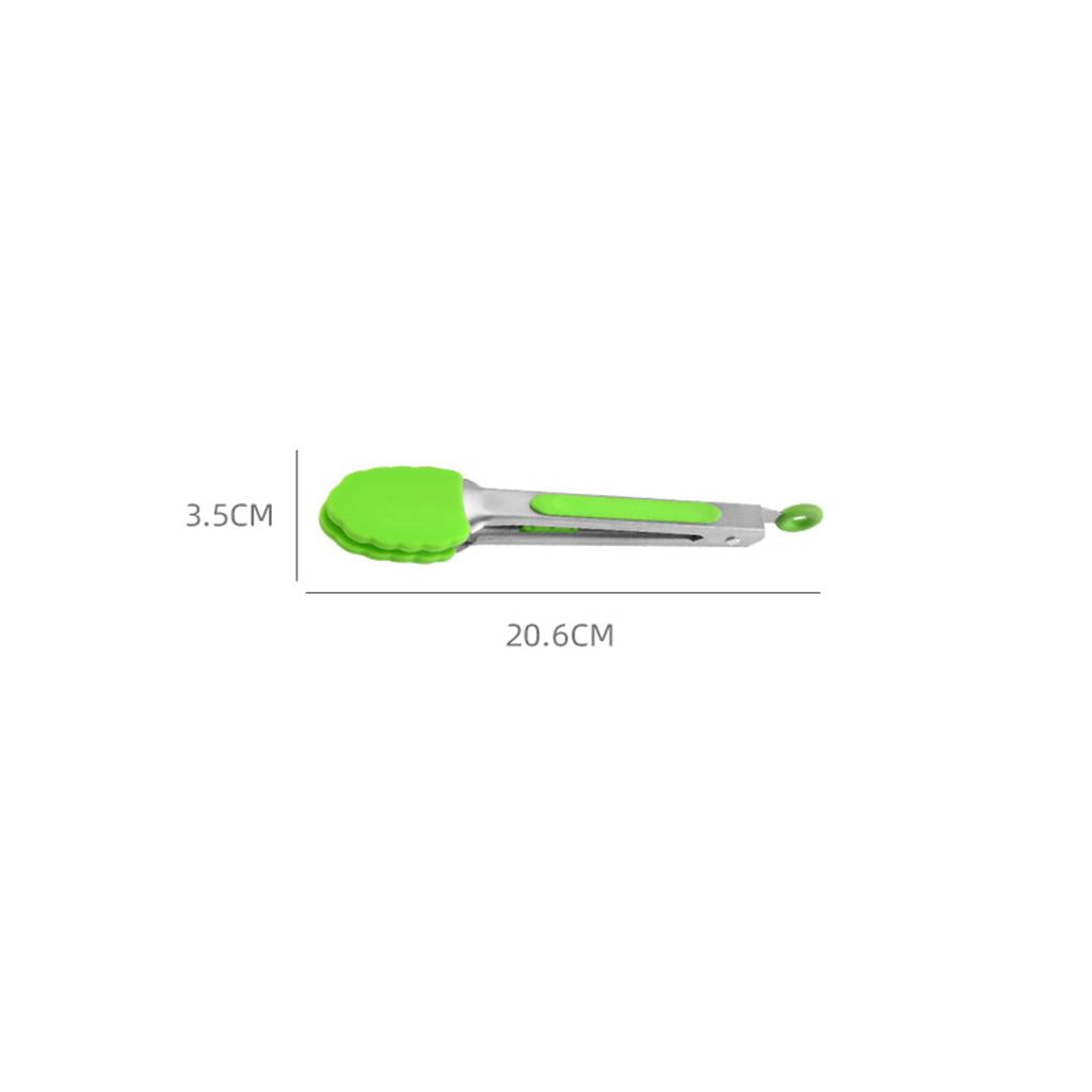 2xKitchen Tongs with Silicone Tips Food BBQ Cooking Utensil 7 inch Green