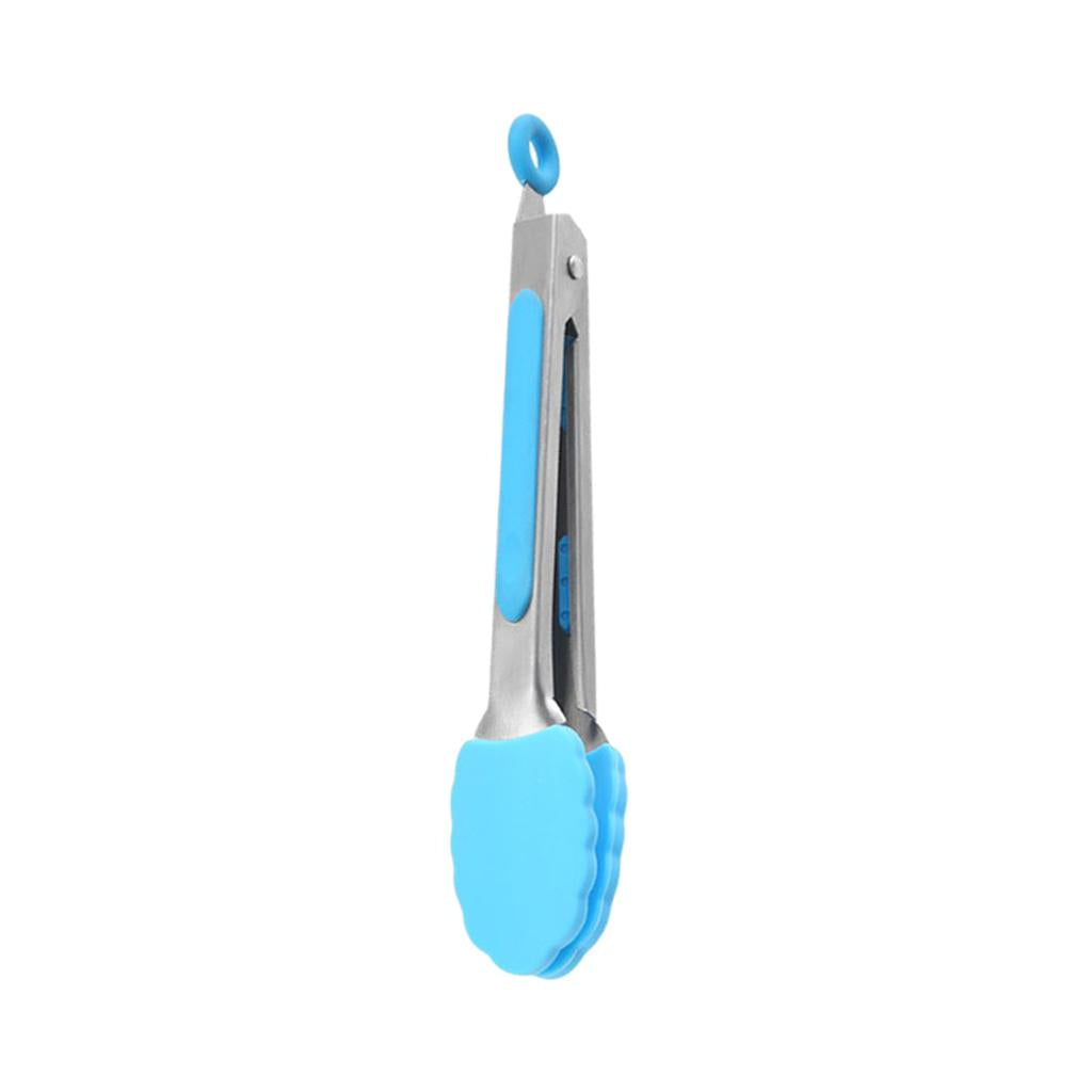 Kitchen Tongs with Silicone Tips Food BBQ Cooking Utensil 7 inch Blue